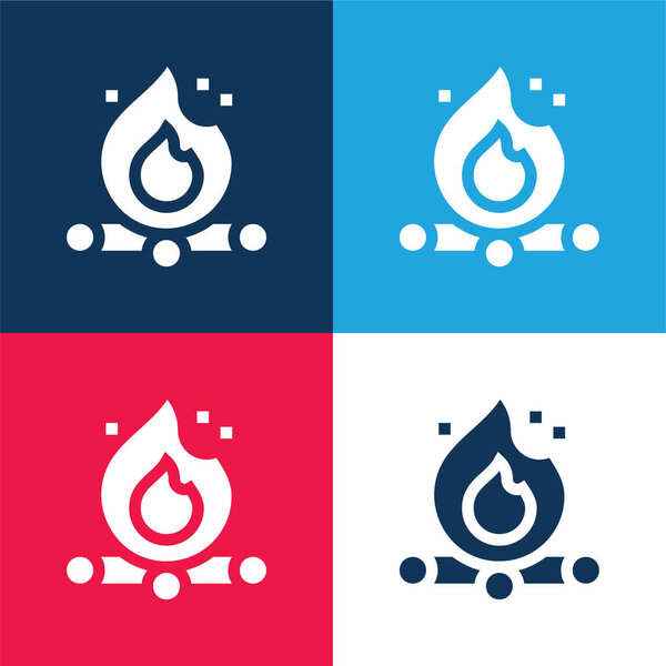 Bonfire blue and red four color minimal icon set