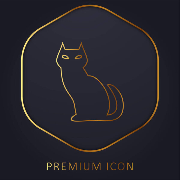 Black Evil Cat golden line premium logo or icon