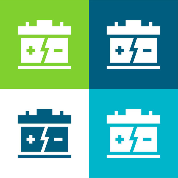 Батарея Плоский четырехцветный минимальный набор значков