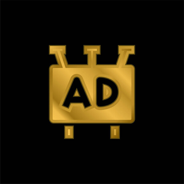 Ad gold plated metalic icon or logo vector