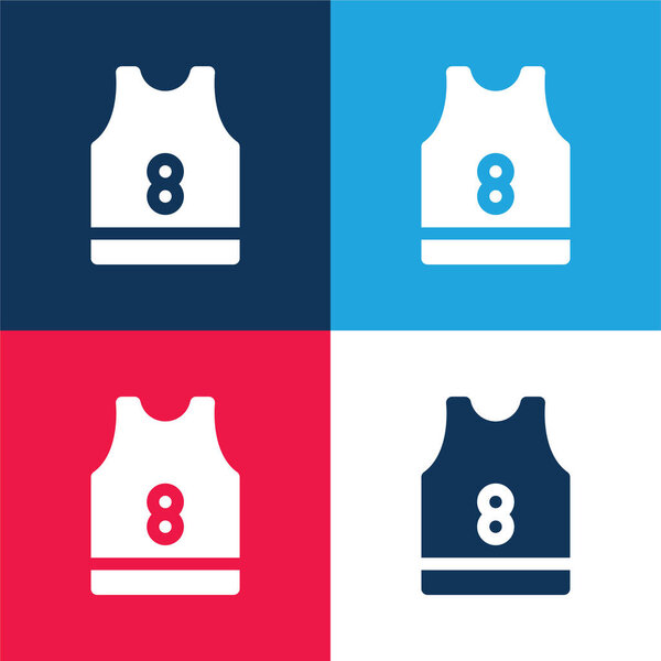Basketball Jersey blue and red four color minimal icon set