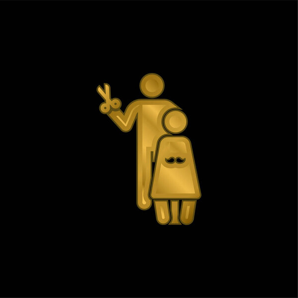 Позолоченная икона или вектор логотипа цирюльника