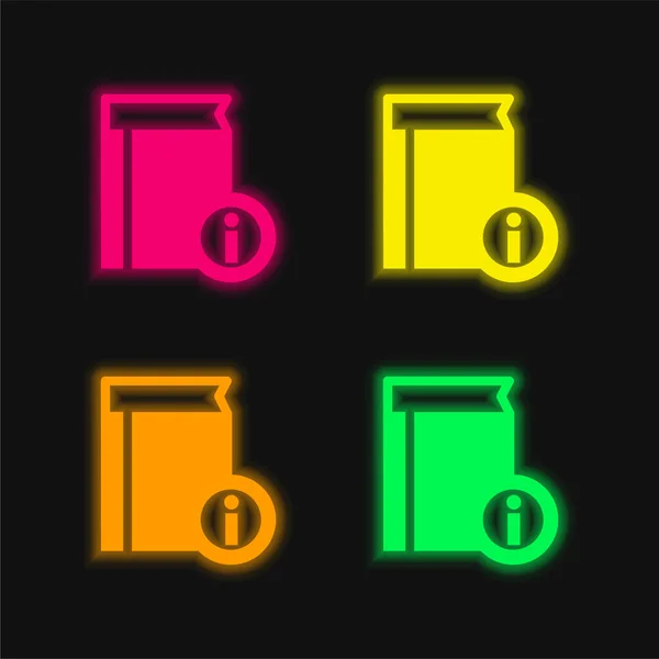 stock vector Book Information four color glowing neon vector icon