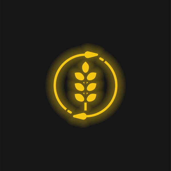 Желтый светящийся неоновый значок