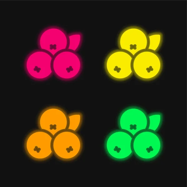 Acai Four Color Glowing Neon Vector Icon — Stock Vector