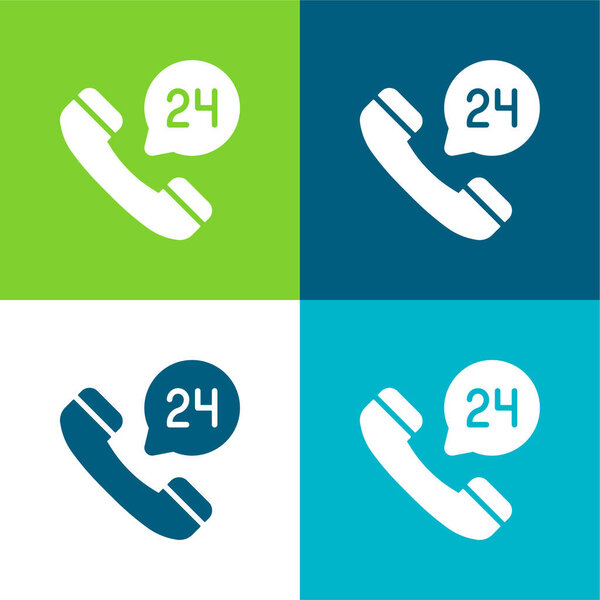 24 Hours Flat four color minimal icon set
