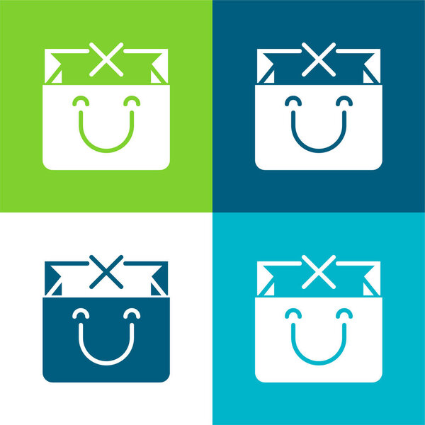 Bag Flat four color minimal icon set