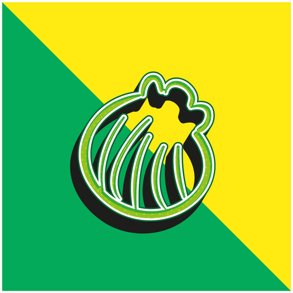 Beach Shell Hand Drawn Shape Green and yellow modern 3d vector icon logo