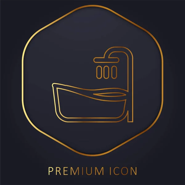 Bath Tub Golden Line Premium Logo Icon — Stock Vector