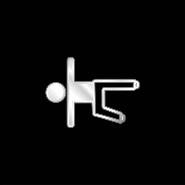 Boy On Floor Stretching Leg And Arms silver plated metallic icon