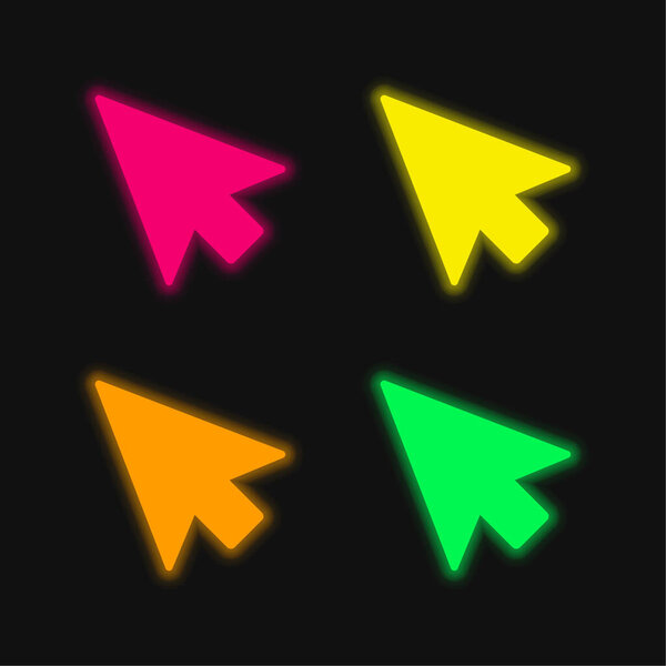 Arrow Pointer four coloring neon vector icon
