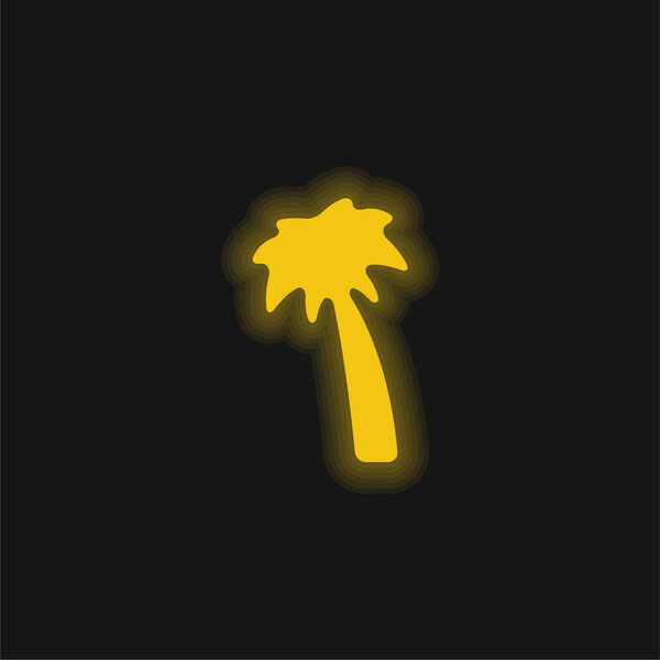 Black Palm Tree yellow glowing neon icon