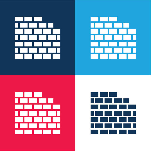 Brick Wall blue and red four color minimal icon set