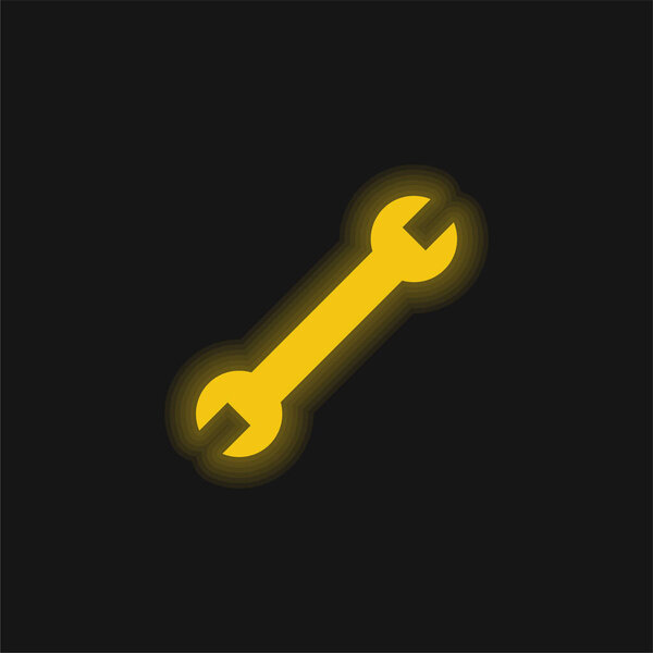 Adjustable Wrench yellow glowing neon icon