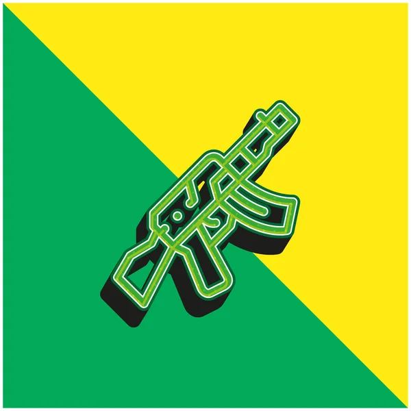 Asalto Rifle Verde Amarillo Moderno Vector Icono Logo — Vector de stock