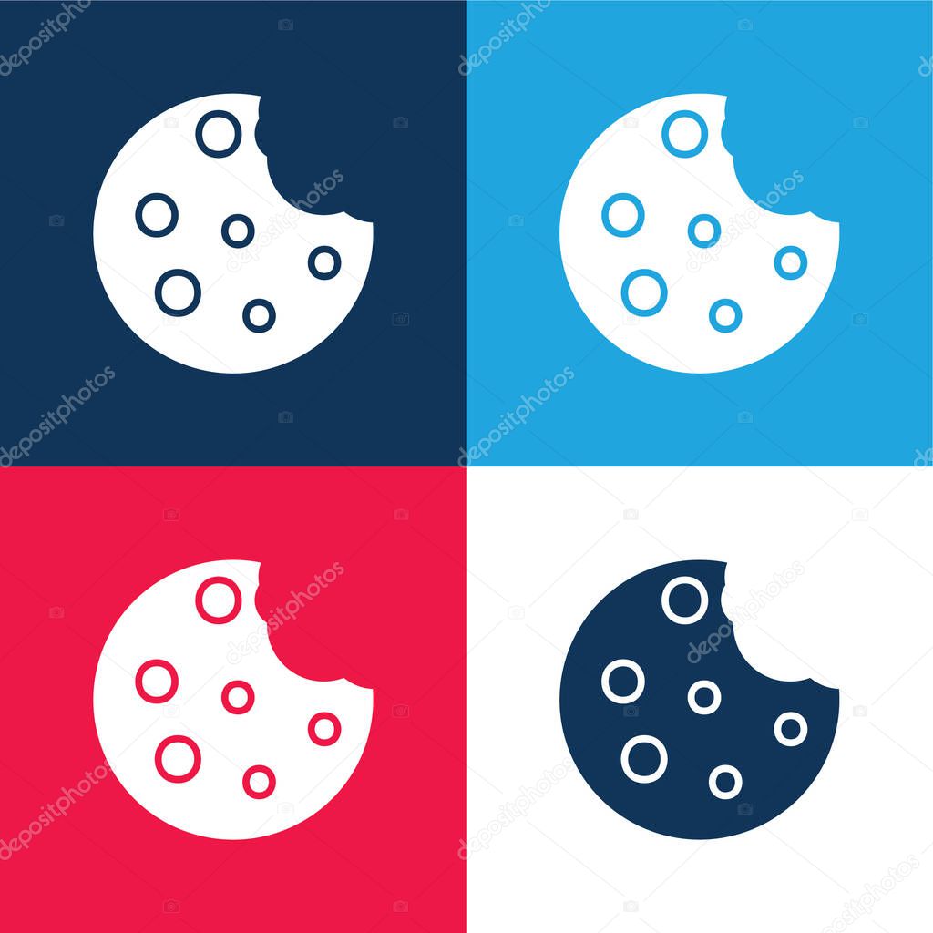 Biscuits blue and red four color minimal icon set