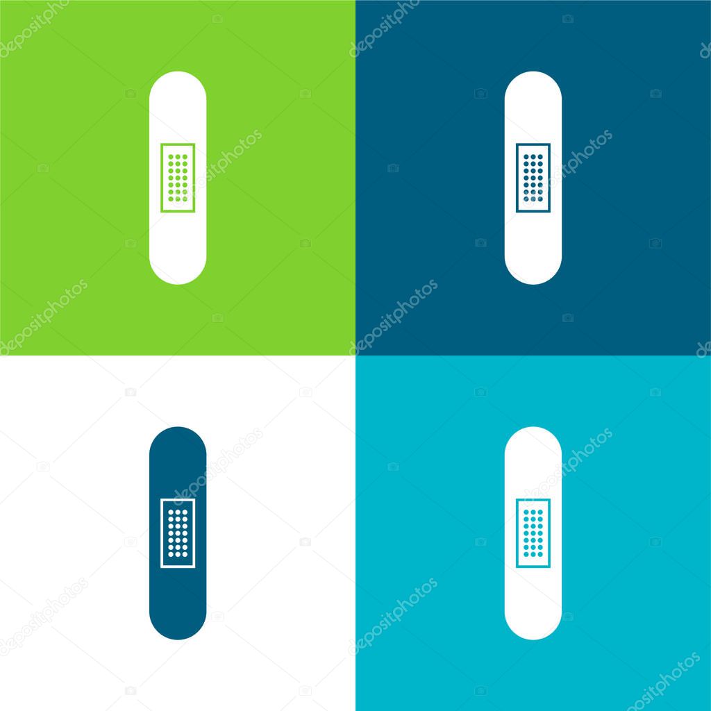 Band Aid Silhouette In Vertical Position Flat four color minimal icon set