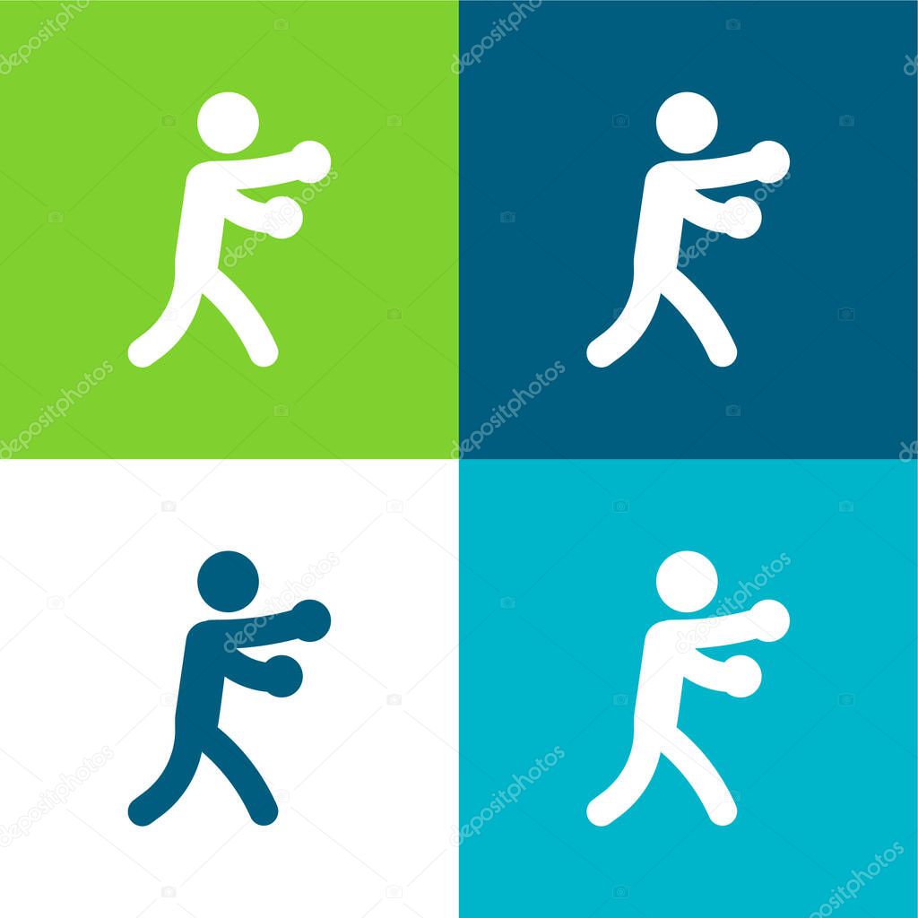 Boxing Flat four color minimal icon set