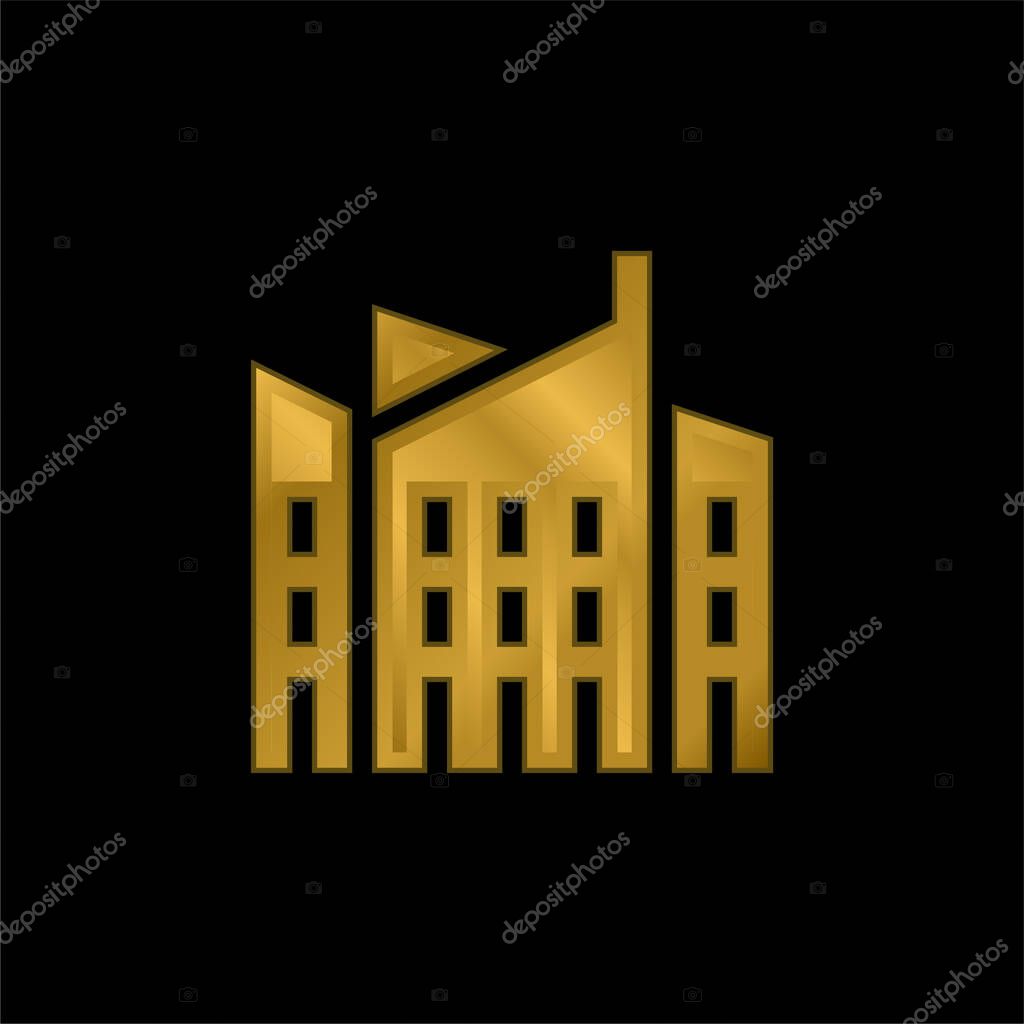 Architecture gold plated metalic icon or logo vector