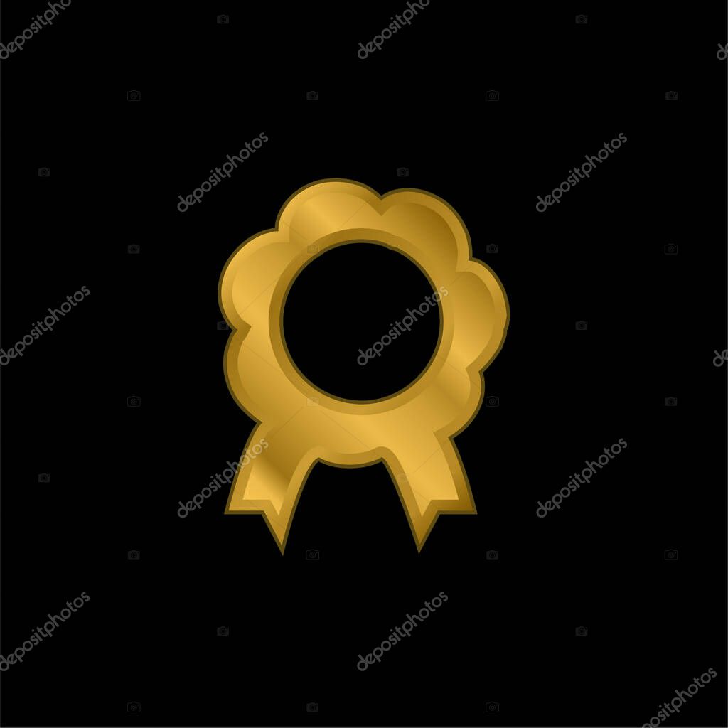 Award Flower Shape Symbolic Medal With Ribbon Tails gold plated metalic icon or logo vector