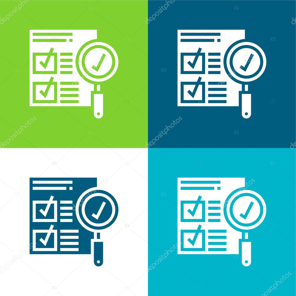 Approval Flat four color minimal icon set