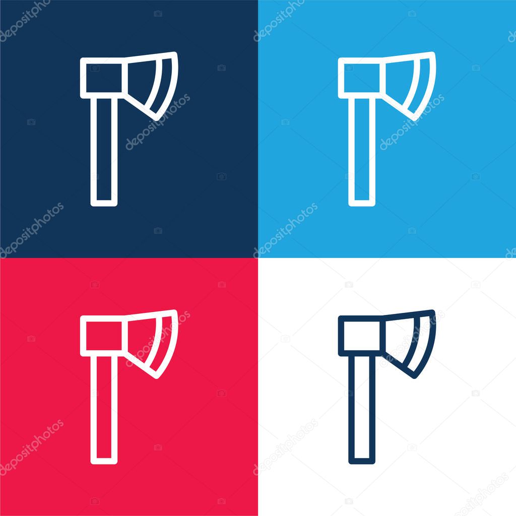 Axe blue and red four color minimal icon set
