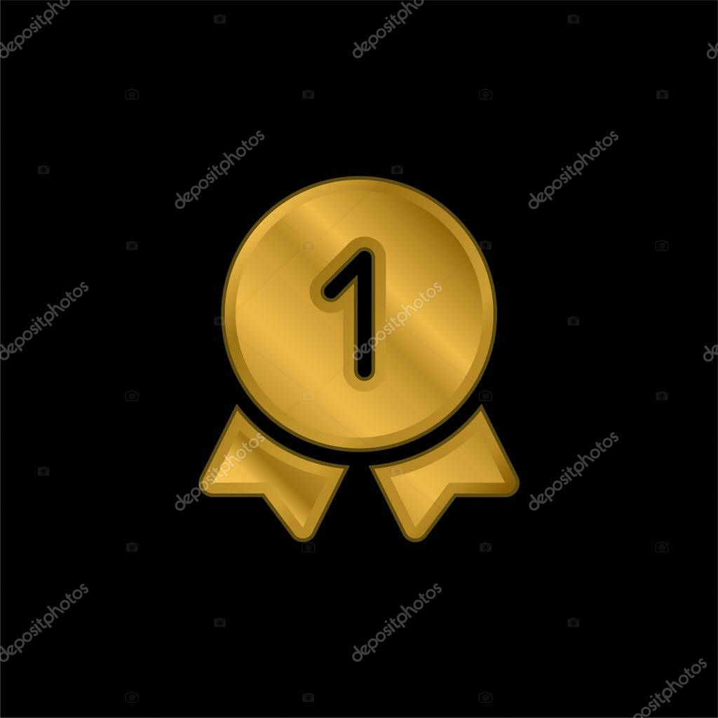Best gold plated metalic icon or logo vector
