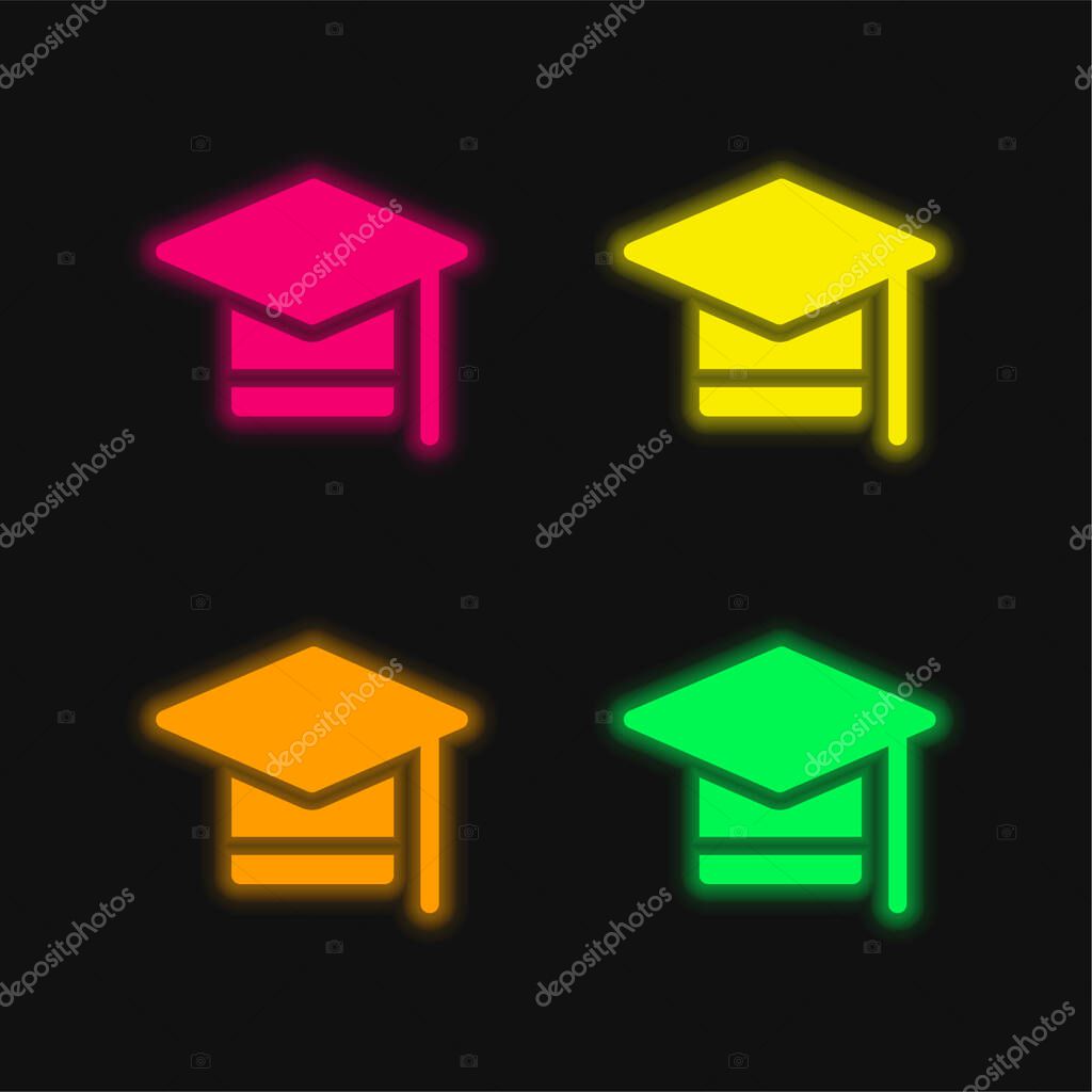 Bachelors Degree four color glowing neon vector icon