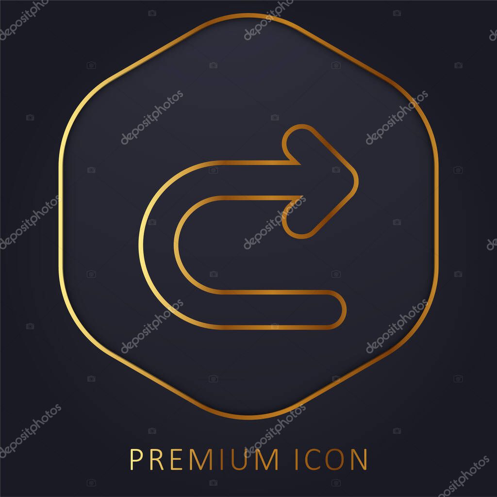 Arrow Turning To Right golden line premium logo or icon