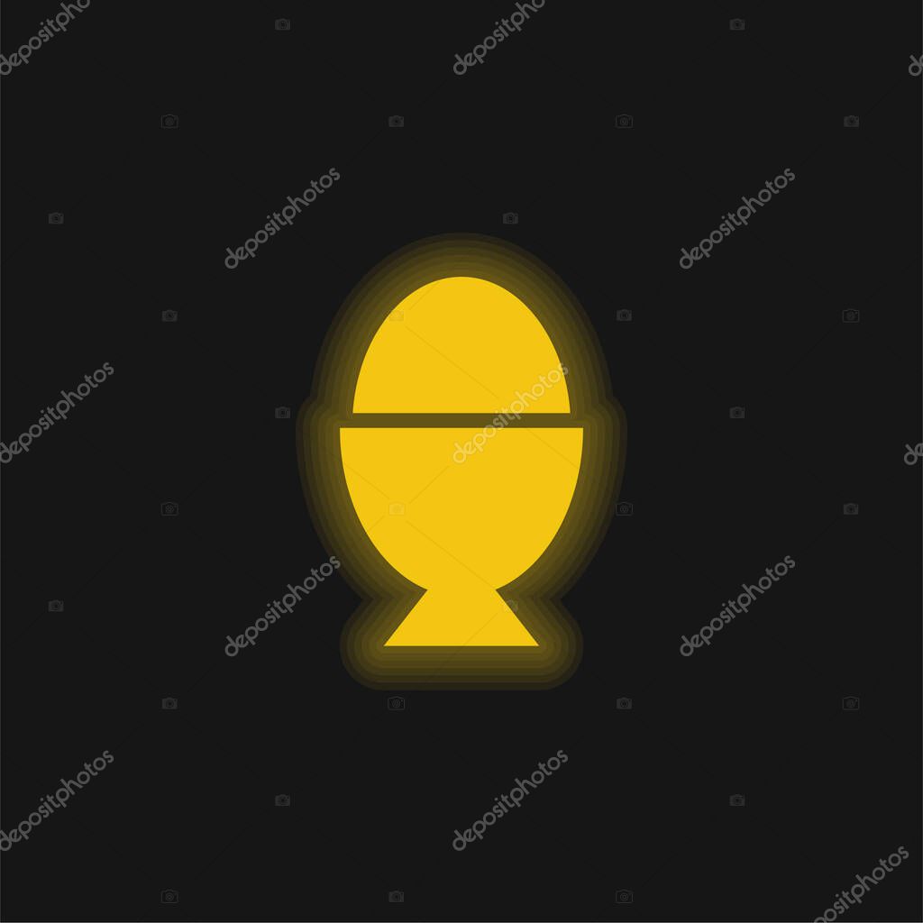 Boiled Egg yellow glowing neon icon