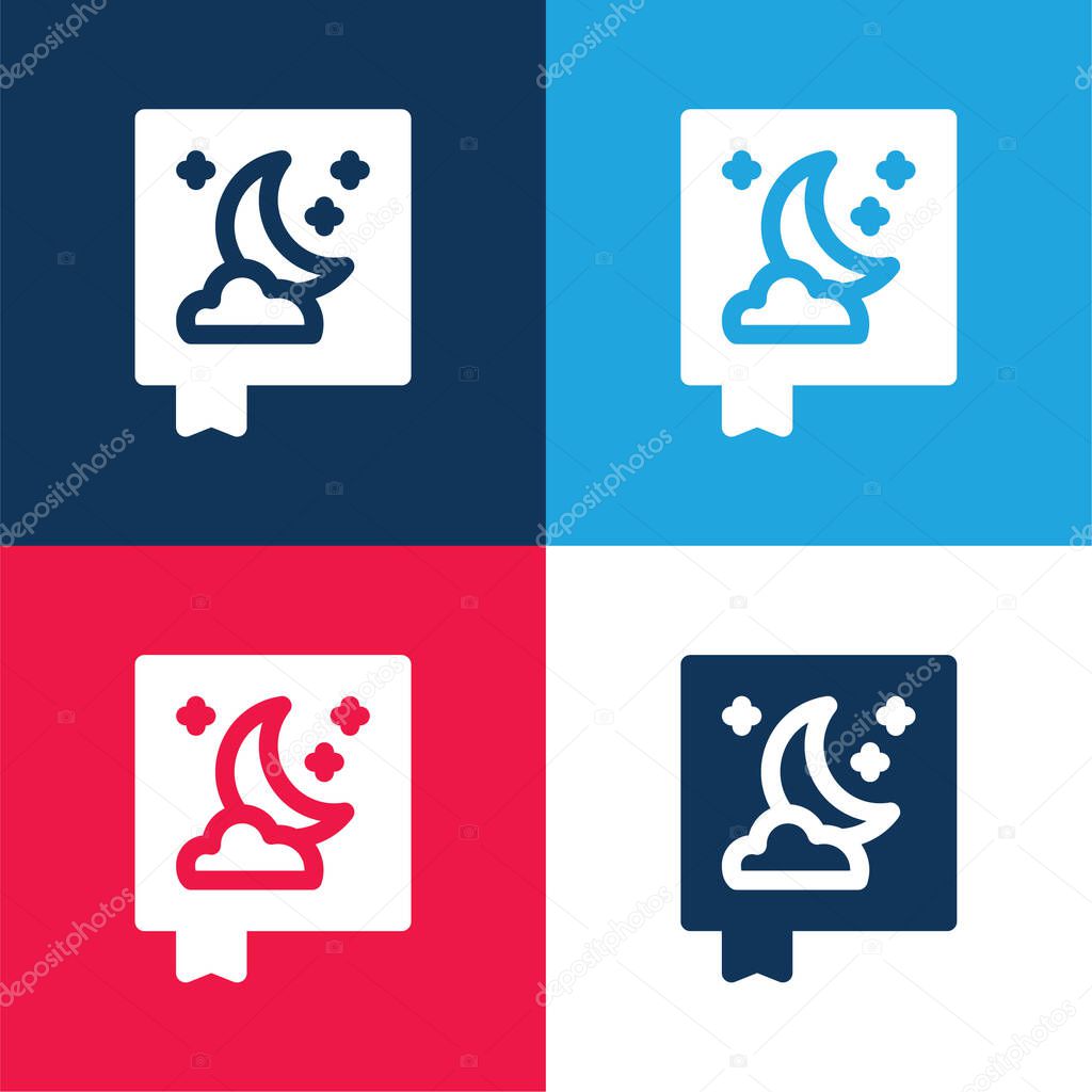 Book blue and red four color minimal icon set