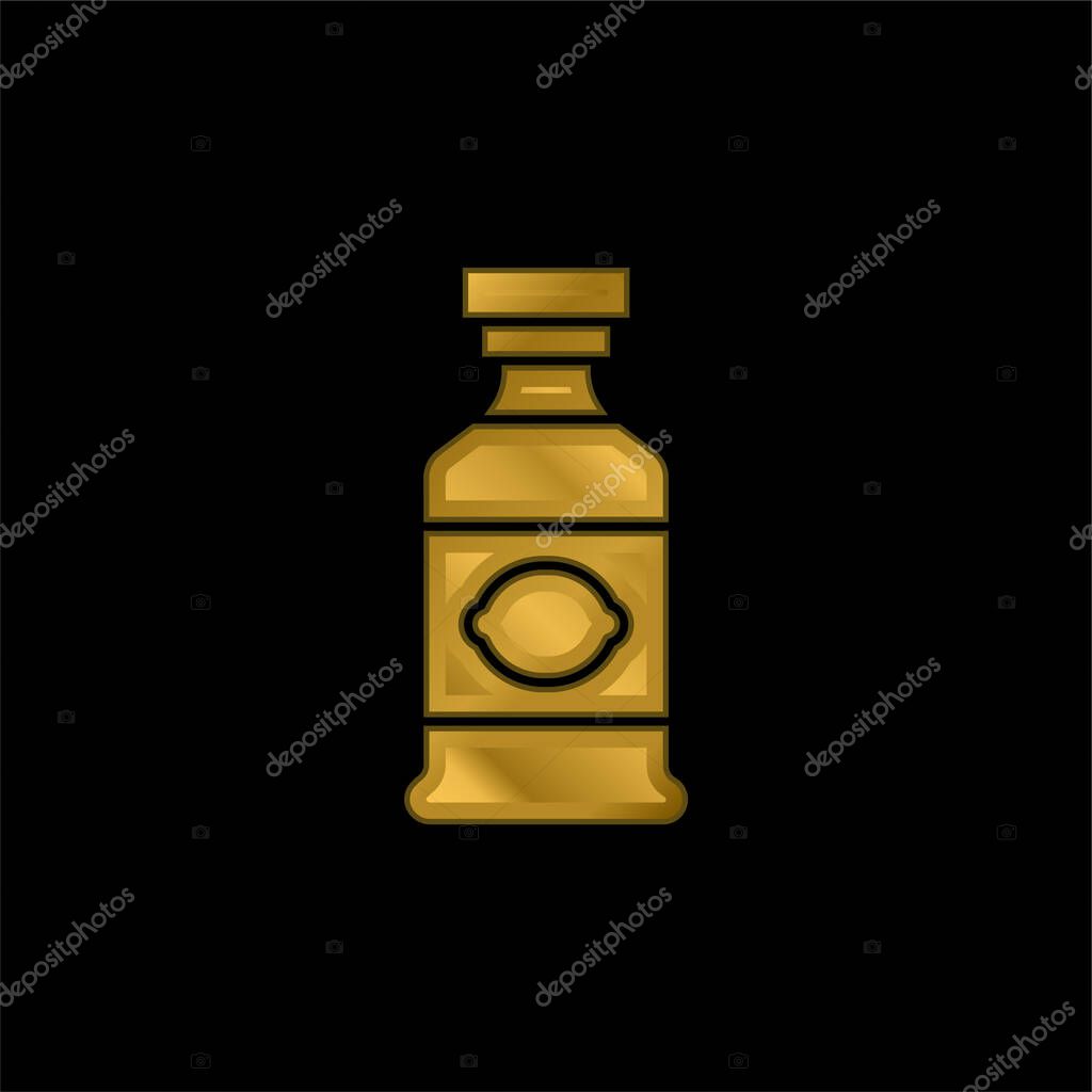Alcoholic Drink gold plated metalic icon or logo vector
