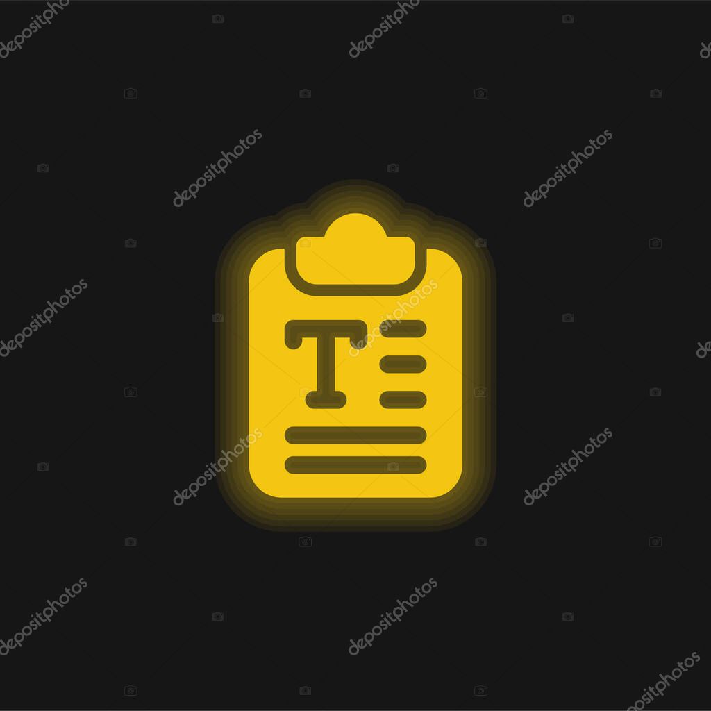 Article yellow glowing neon icon