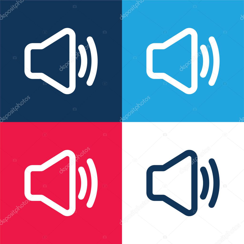 Audio blue and red four color minimal icon set