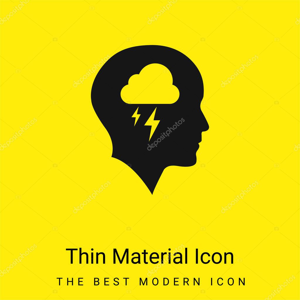 Bald Head With Cloud And Storm minimal bright yellow material icon