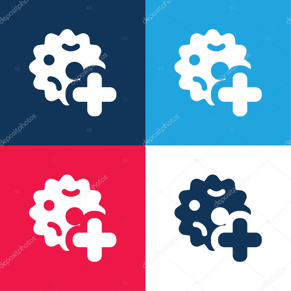 Bacteria blue and red four color minimal icon set