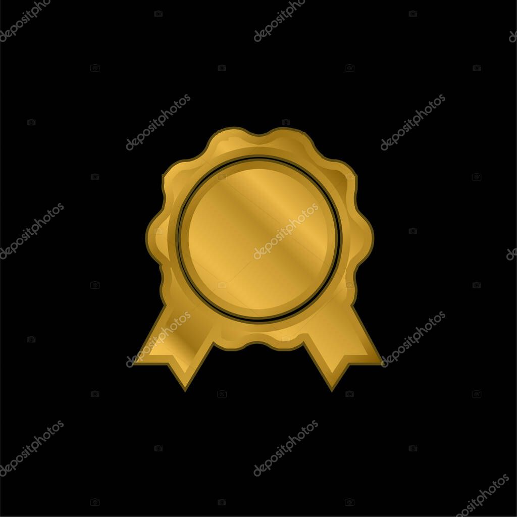 Award Badge gold plated metalic icon or logo vector