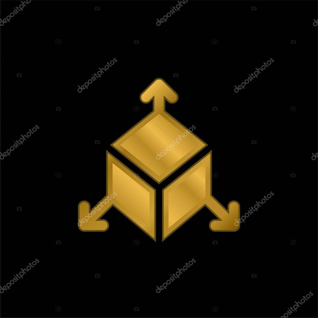 3d gold plated metalic icon or logo vector