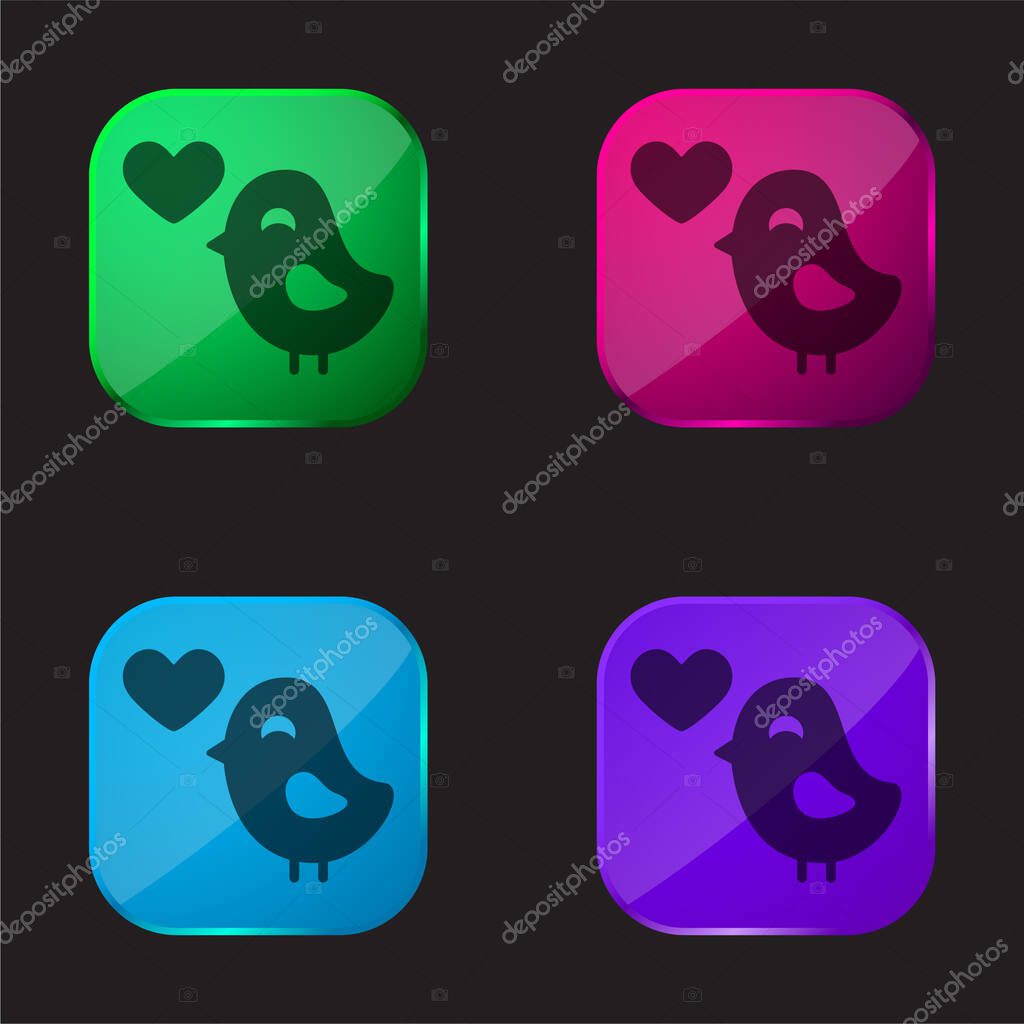 Bird In Love four color glass button icon