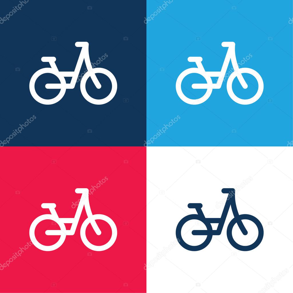 Bike blue and red four color minimal icon set