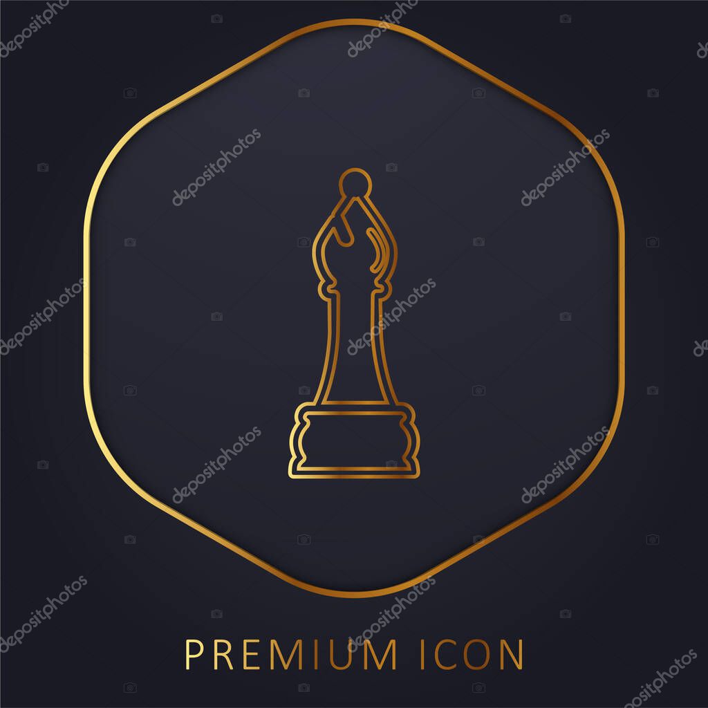 Bishop Chess Piece Outline golden line premium logo or icon
