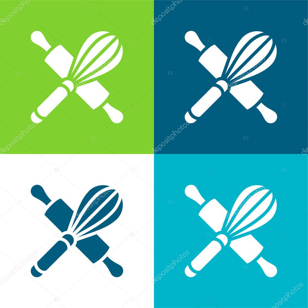 Baking Flat four color minimal icon set