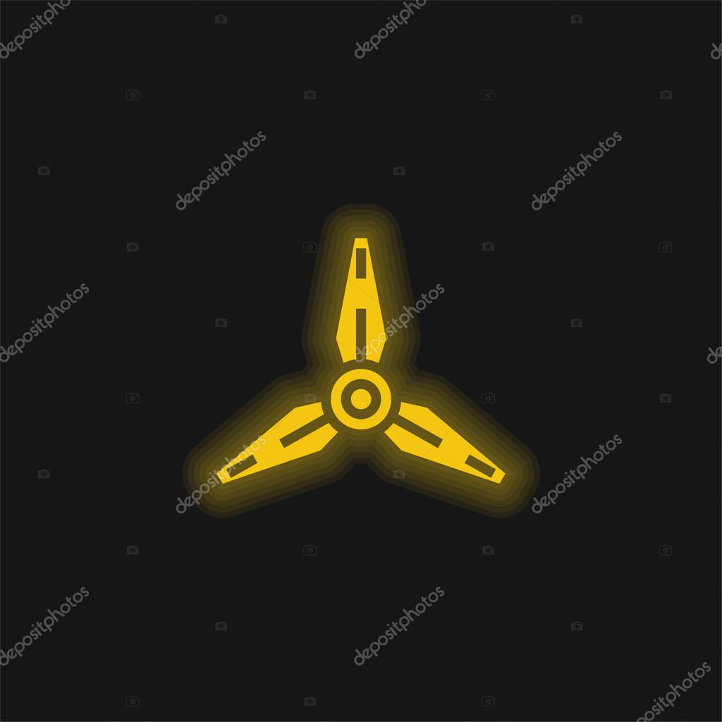 Blades yellow glowing neon icon