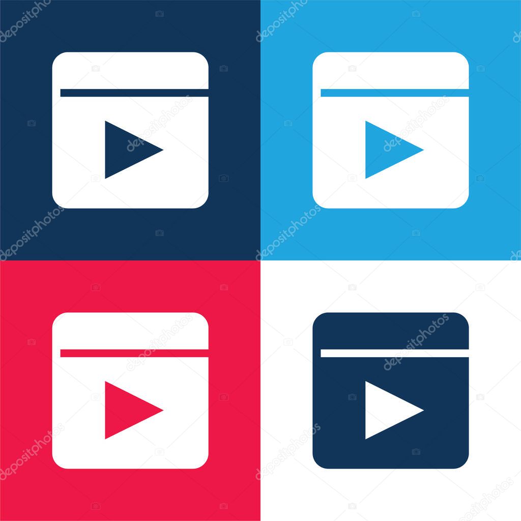 Animation blue and red four color minimal icon set