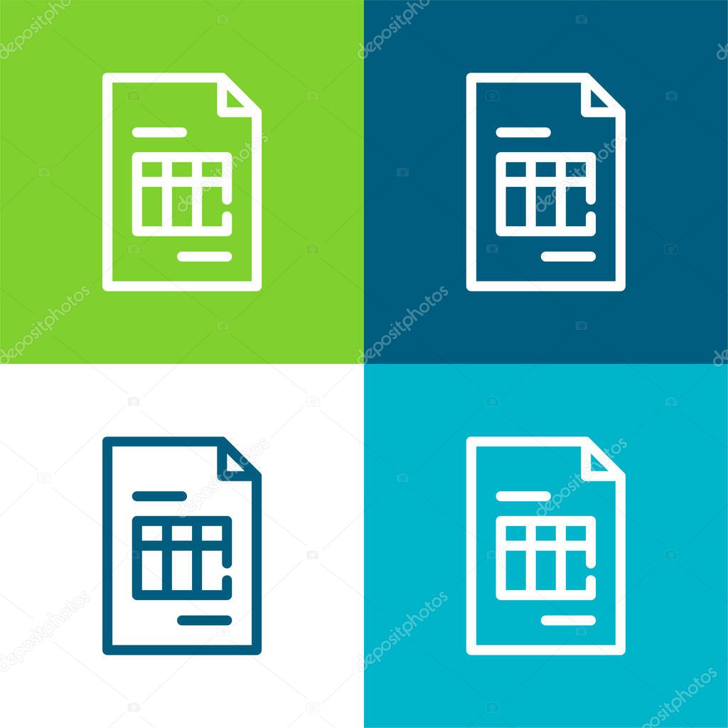 Big Invoice Flat four color minimal icon set