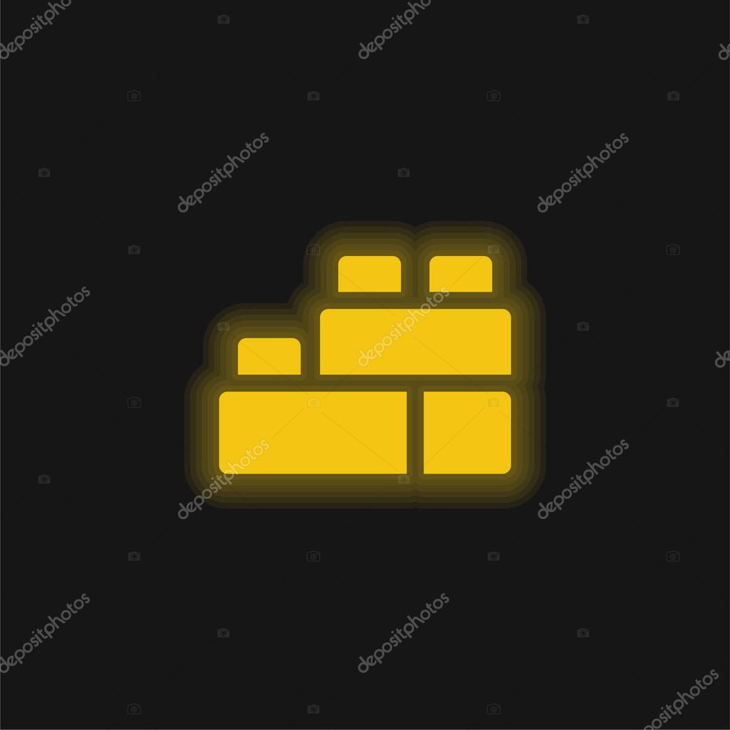 Blocks yellow glowing neon icon