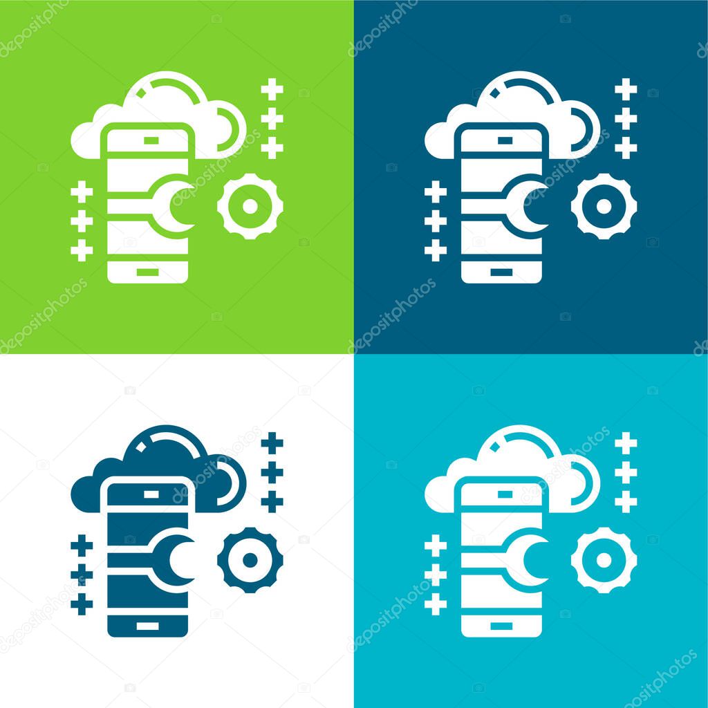 Application Flat four color minimal icon set