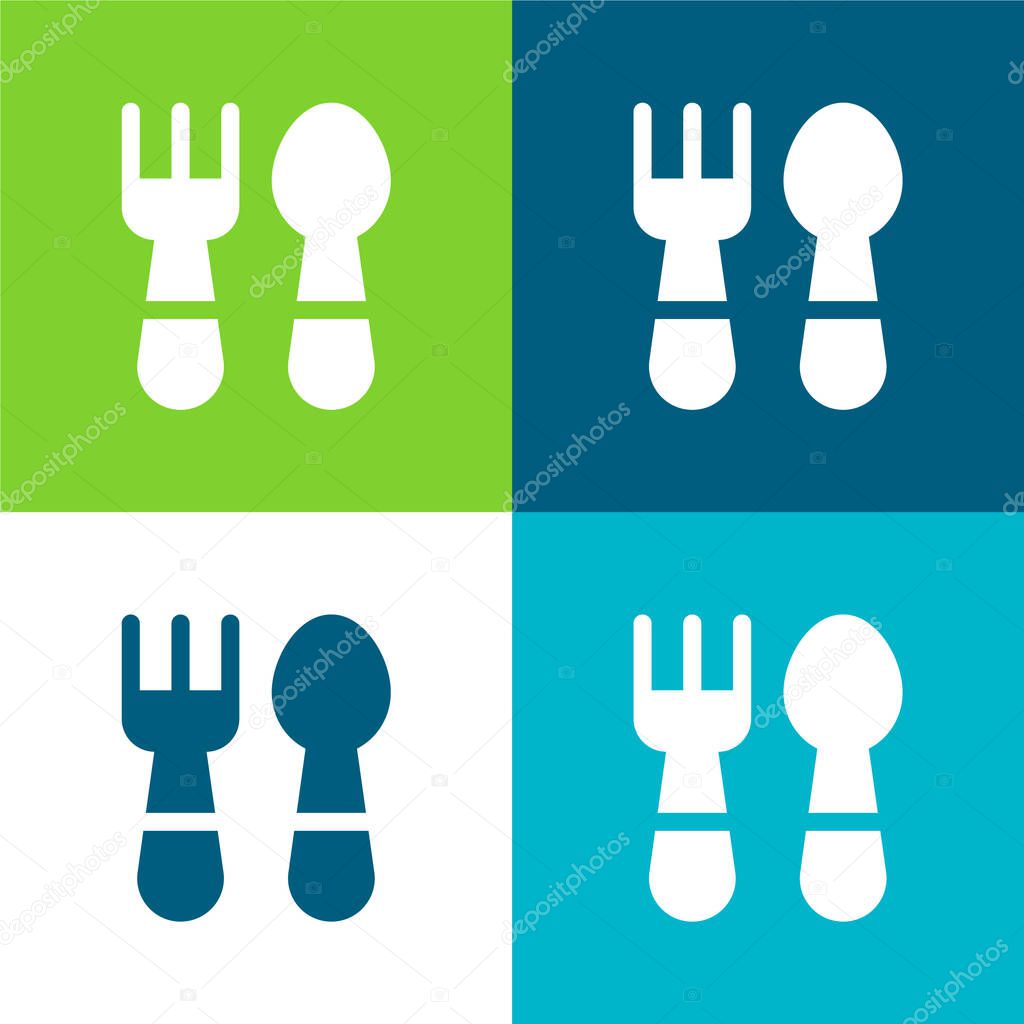 Baby Cutlery Flat four color minimal icon set