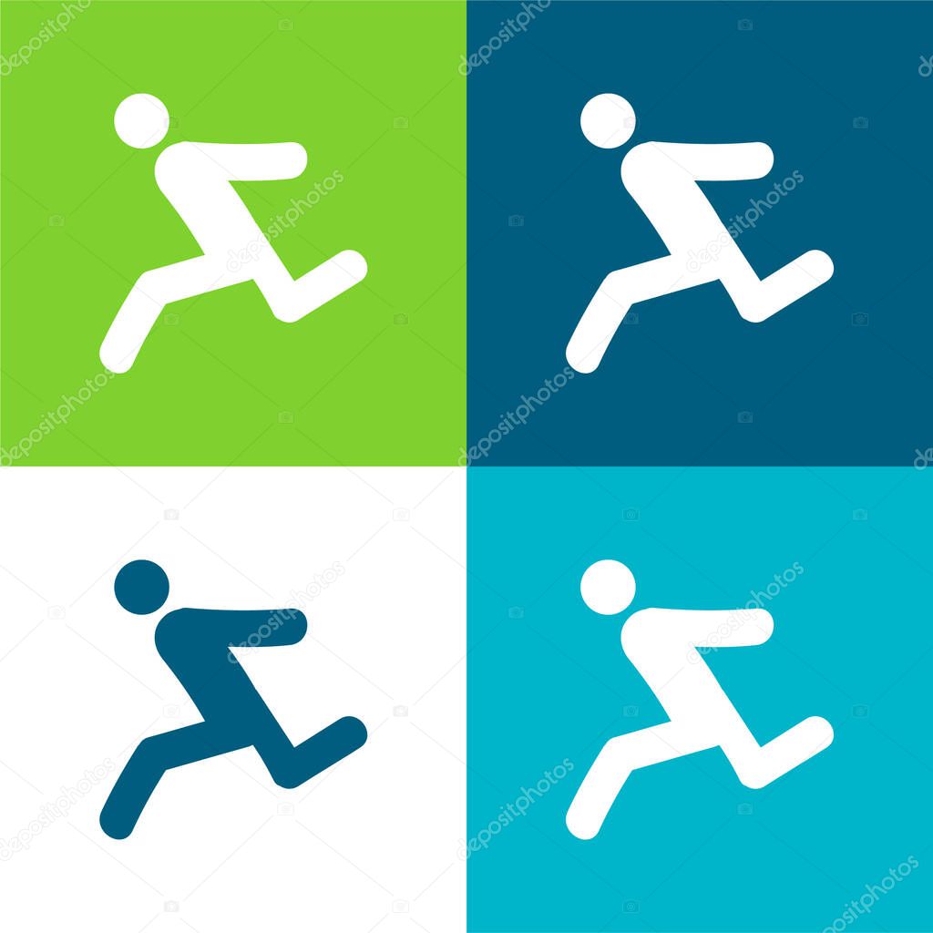 Athlete Running Flat four color minimal icon set
