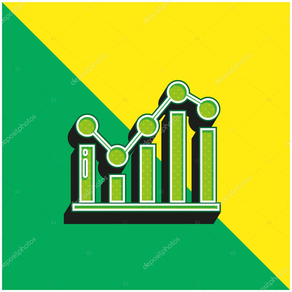 Bar Graph Green and yellow modern 3d vector icon logo